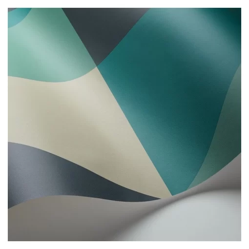 Apex Grand Wallpaper in Teal and Charcoal