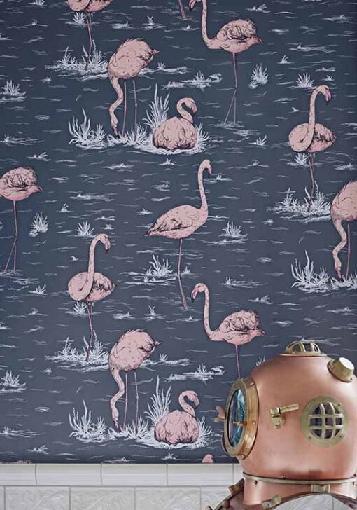 Flamingos Wallpaper by Cole & Son in Navy
