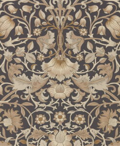 Morris & Co Pure Lodden Wallpaper in Charcoal and Gold
