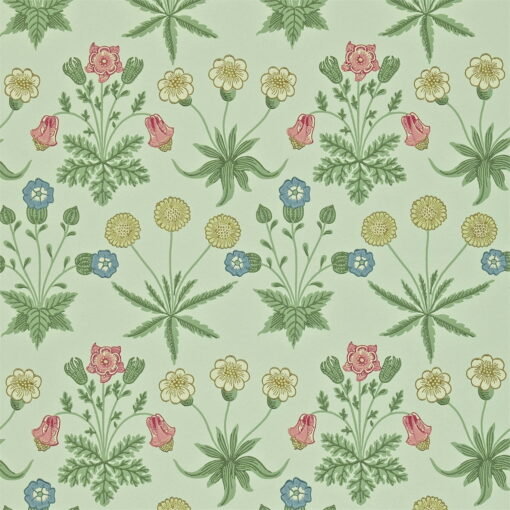 Morris & Co Daisy Wallpaper in Pale Green and Rose