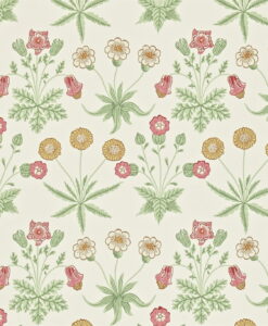 Morris and Co Daisy Wallpaper in Pink and Willow