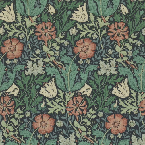 Compton Wallpaper by Morris & Co in Indigo and Russet