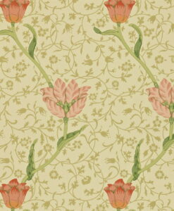 Garden Tulip Wallpaper in Vanilla and Russet