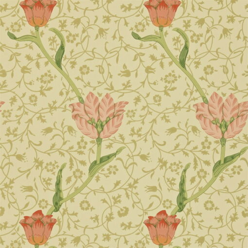 Garden Tulip Wallpaper in Vanilla and Russet
