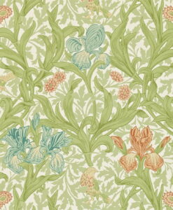 Iris Wallpaper in Fennel and Slate by Morris & Co