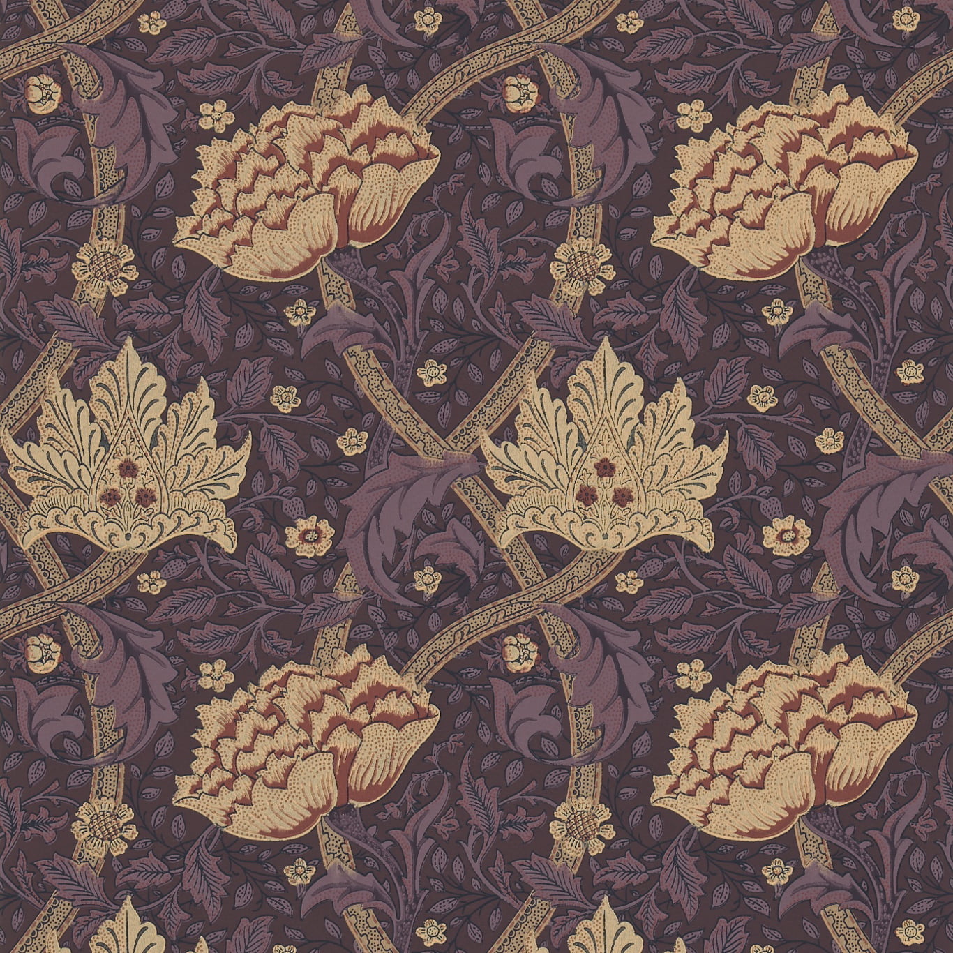 Windrush Wallpaper by Morris & Co in Aubergine and Wine