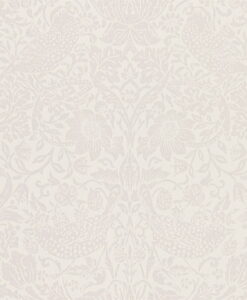 Morris & Co Pure Strawberry Thief Wallpaper in Oyster and Chalk