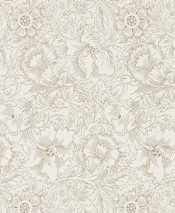 Morris & Co Pure Poppy Wallpaper in Cream and Gold
