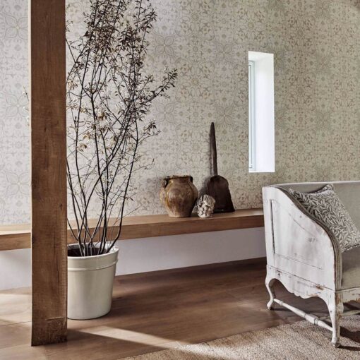 Pure Net Ceiling Wallpaper by Morris & Co in neutral