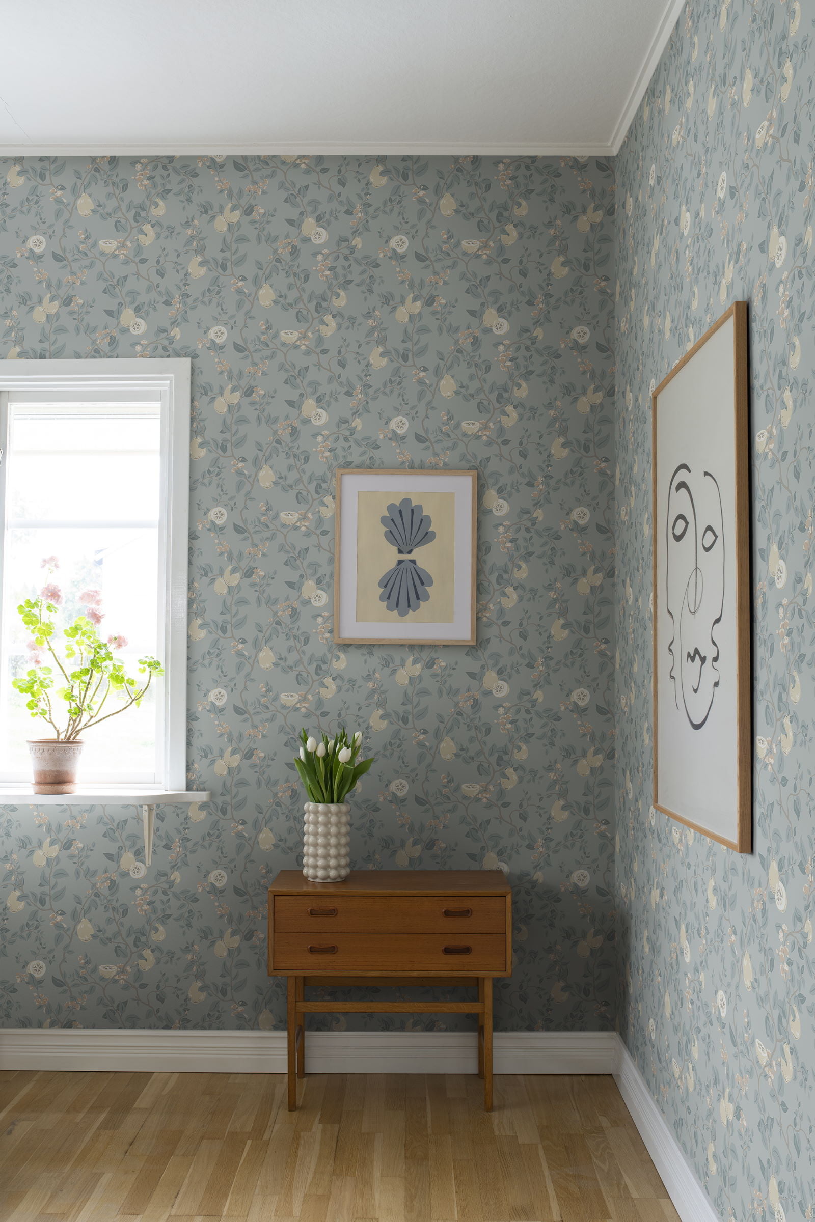 Kvitten Wallpaper in Soft Blue - Silk Interiors Wallpaper Australia