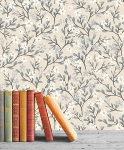 Exquisite Blossoms Wallpaper in Wheat by LILIPINSO - crib