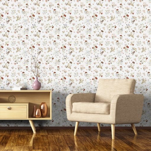 Floral Poetry Wallpaper in Light Blue