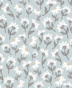 Dancing Daisies Wallpaper by LILIPINSO in Light Blue