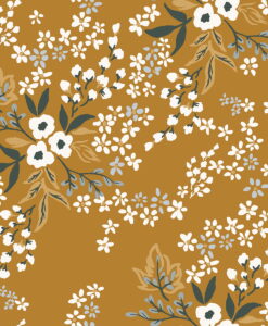 Floral Constellation Wallpaper by LILIPINSO in Mustard