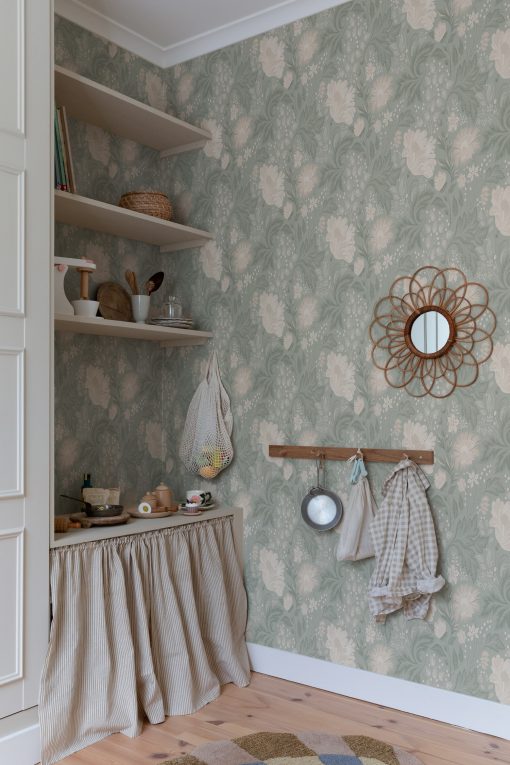 Ava Wallpaper by Sandberg Wallpaper in Sage Green