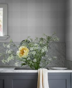 Lykke Wallpaper by Sandberg Wallpaper in Mineral Grey - Kitchen