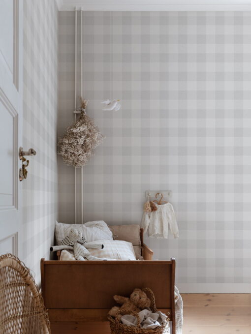Lykke Wallpaper by Sandberg Wallpaper in Mineral Grey - Bedroom