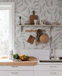 Jennie Wallpaper by Sandberg Wallpaper in Spring Green - kitchen