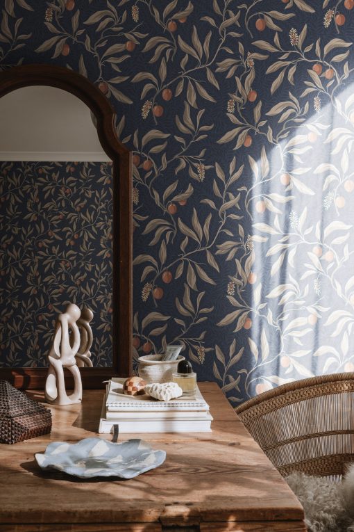 Vinnie Wallpaper by Sandberg in Classic Blue - Dining