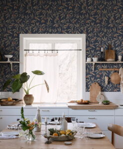 Vinnie Wallpaper by Sandberg in Classic Blue - Kitchen