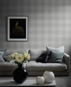 Lykke Wallpaper by Sandberg in Misty Blue - Living Room