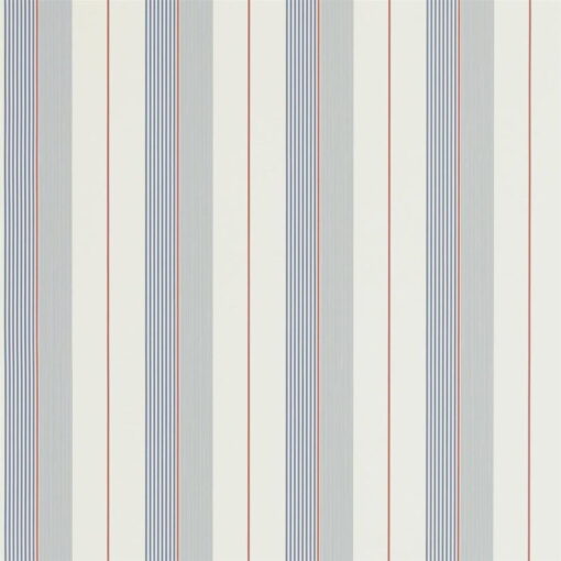 Aiden Stripe Wallpaper in Navy, Red and Cream by Ralph Lauren