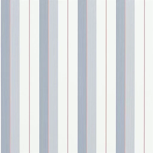 Aiden Stripe Wallpaper in Navy White and Red