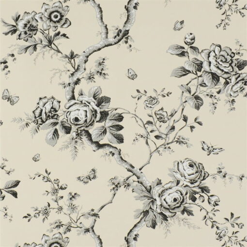 Ashfield Floral Wallpaper in Etched Black
