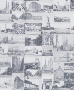 New York Postcard Wallpaper in Light Grey by Ralph Lauren