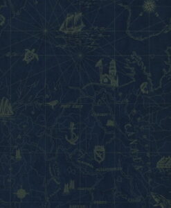 Searsport Map Wallpaper in Midnight Blue