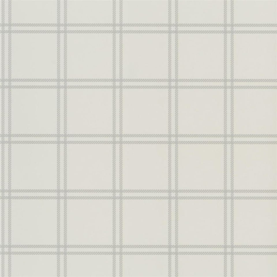 Shipley Windowpane Wallpaper in Light Grey by Ralph Lauren