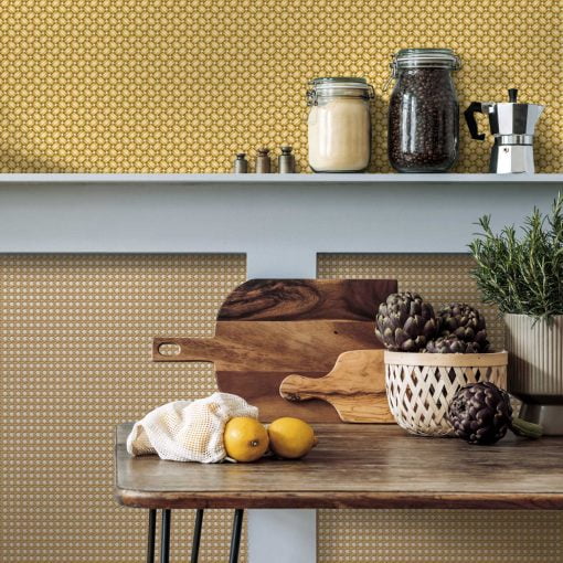 Cooper Wallpaper by Lorenzo Castillo - Straw Grasscloth Wallpaper - kitchen