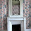 Cronos Wallpaper by Lorenzo Castillo in Rose Pink and Blue - fireplace