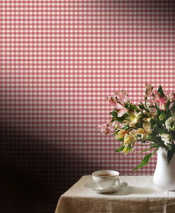 Jack Wallpaper by Lorenzo Castillo in Red with Gingham checks