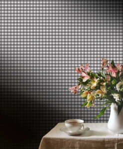 Jack Wallpaper by Lorenzo Castillo in Anthracite - Gingham check