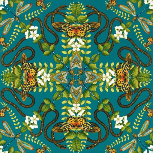 Emerald Forest Wallpaper in Teal by Clarke and Clarke