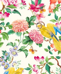 Golden Parrot Wallpaper in Ivory by Clarke and Clarke