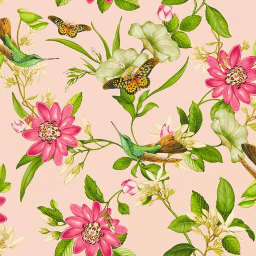 Pink Lotus Wallpaper in Blush by Clarke & Clarke