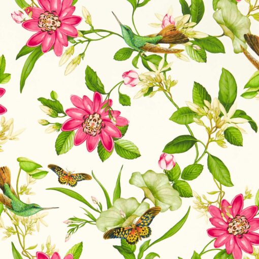 Pink Lotus Wallpaper in Ivory by Clarke & Clarke