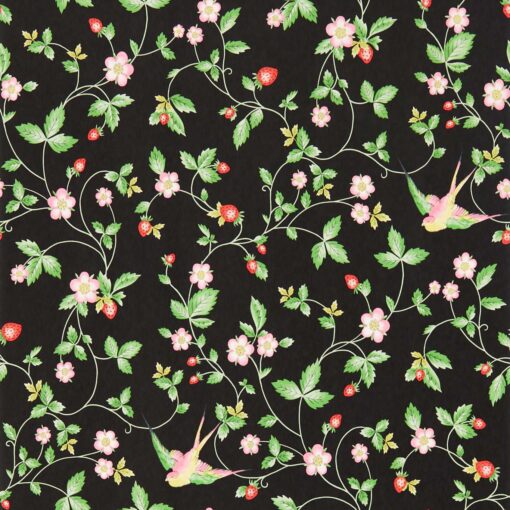 Wild Strawberry Wallpaper by Clarke & Clarke in Noir Black
