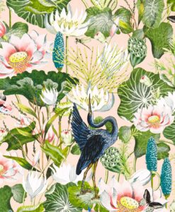 Waterlily Wallpaper in Blush by Clarke & Clarke