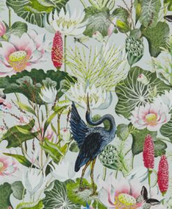 Waterlily Wallpaper in Dove by Clarke & Clarke