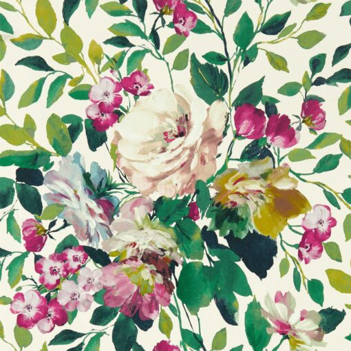 Bloom Wallpaper in Fuchsia by Clarke and Clarke