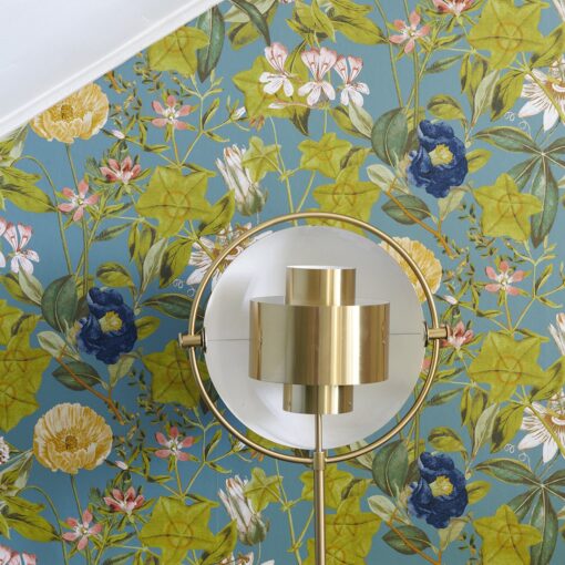 Passiflora Wallpaper in Chambray by Clarke & Clarke - close up