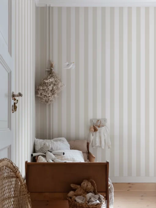 Sam Striped Wallpaper by Sandberg Wallpaper in Linen