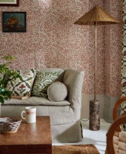 Emery's Willow Wallpaper by Morris & Co in Chrysanthemum Pink - Close Up