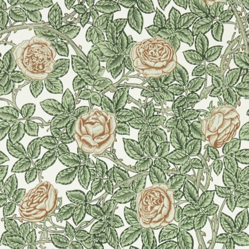 Rambling Rose Wallpaper by Morris & Co in Leafy Arbour and Pearwood