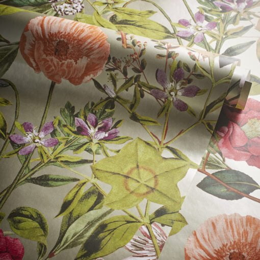 Passiflora Wallpaper W0143-03 by Clarke & Clarke in Gilver & Mulberry