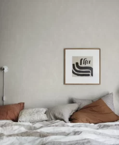 S10293 Kalk Wallpaper in Gray by Sandberg - bed