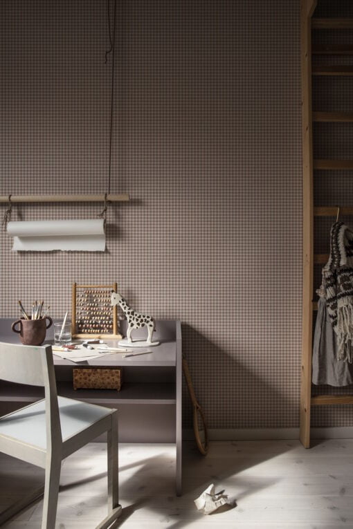 Ruta Wallpaper with Gingham Pattern in Terracotta by Sandberg